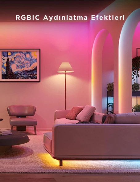 Govee RGBICW H612ACD1 Kesilebilir, Silikon Kaplamalı, Matter, Alexa, Google Asst. , Wifi+Bt Led Şerit - 5 Metre - Resim 3