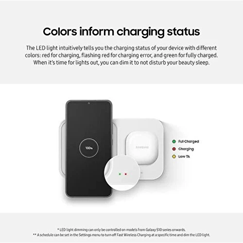 Samsung EP-P5400T Kablosuz Hızlı Şarj Cihazı İkili (15W) - Beyaz w/ TA - Resim 2