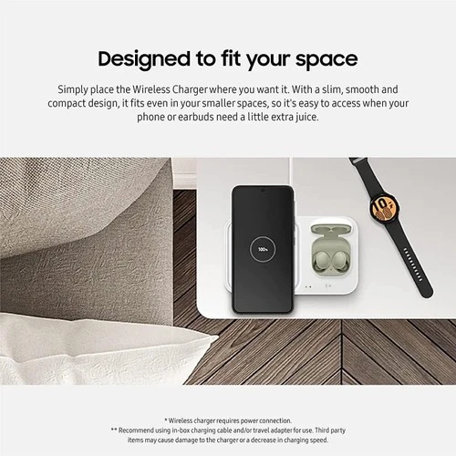 Samsung EP-P5400T Kablosuz Hızlı Şarj Cihazı İkili (15W) - Beyaz w/ TA - Resim 3