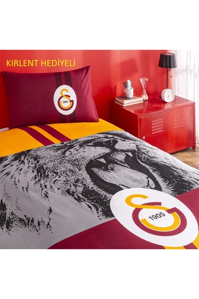 Taç Taç  Lisanslı Gs Şampiyon Aslan Pamuk Tek Kişilik Nevresim Takımı ( 1 ADET KIRLENT HEDİYELİ) - 4