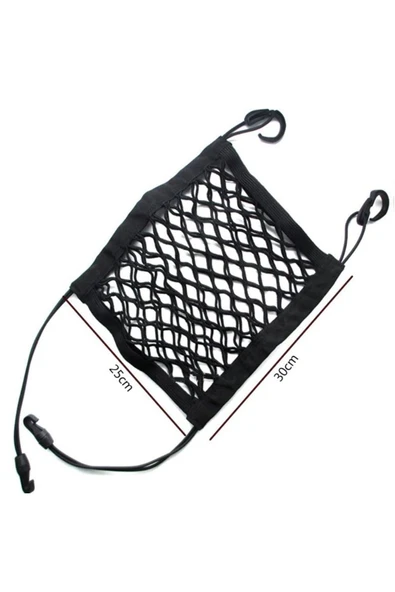 Oto Koltuk Arası File Ahtapot Ağ Düzenleyici Araç İçi Organizer Tek Cepli 30x28cm Siyah - 5