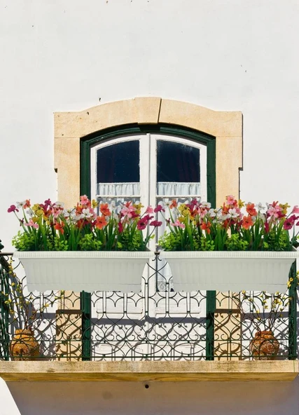 Yapay Çiçek Renkli Mini Mine Çiçekli Krem Küpeşte Askılı Balkon Çiçeği Balkon Saksısı - Resim 7