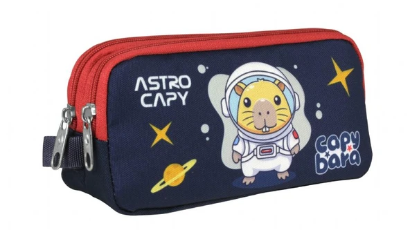 Capybara Erkek Çocuk İki Bölmeli Astronot Kalem Çantası - Lacivert - Kırmızı - 5229 ürün görseli