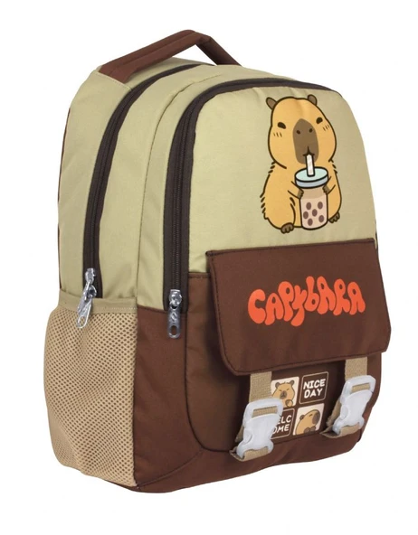 Capybara Erkek Çocuk İlkokul Okul Sırt Çantası - Kahverengi - Bej - 5200 ürün görseli