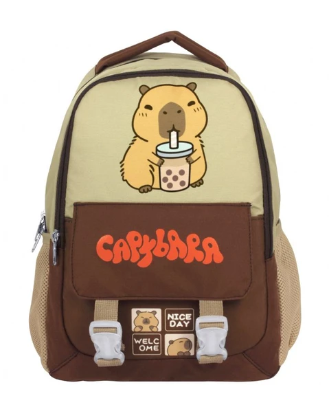 Capybara Erkek Çocuk İlkokul Okul Sırt Çantası - Kahverengi - Bej - 5200 - Resim 2