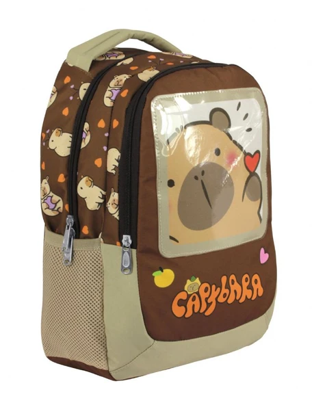Capybara Erkek Çocuk İlkokul Okul Sırt Çantası - Kahverengi - 5209 ürün görseli