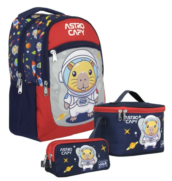 Capybara (Erkek Çocuk - Lacivert - Kırmızı) İlkokul Üçlü Çanta Seti - SETCPB5227A ürün görseli