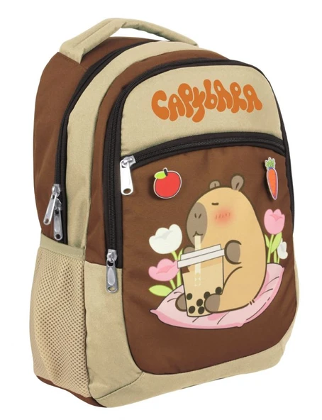 Capybara Erkek Çocuk İlkokul Okul Sırt Çantası - Bej - Kahverengi - 5230 ürün görseli