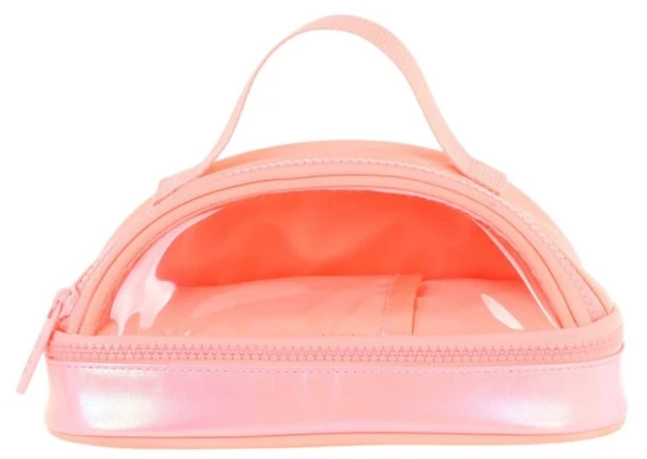 Kaukko Crescent Taşıma Saplı Kız Çocuk İki Gözlü Kalemlik - Somon, Şeffaf Cepli - K2731 - Resim 2