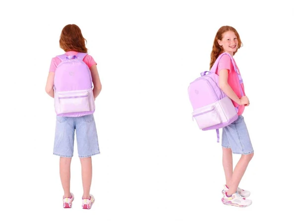 Kaukko Cube Okul Çantası ve İki Bölmeli Kalemlik Seti - Kız çocuk - Mor - K1821+K2732 - Resim 4