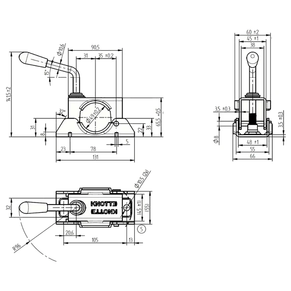 Knott 48 lik 2 Delik Destek Tekeri Kelepçesi - Resim 3