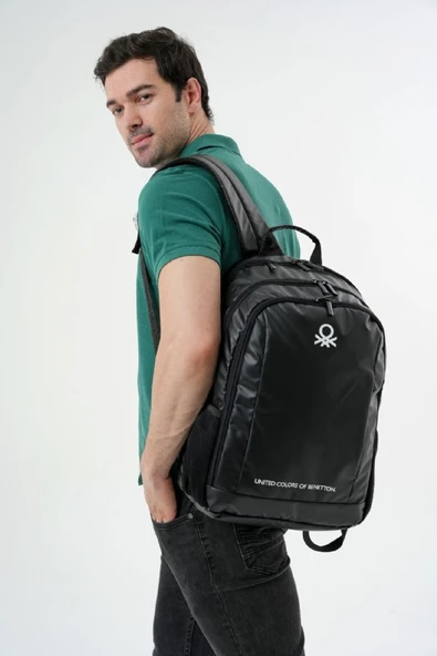 United Colors Of Benetton Unisex Okul, Günlük ve Seyahat Sırt Çantası - Siyah - 20842 - Resim 5