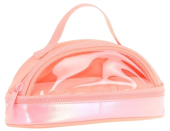 Kaukko Crescent Taşıma Saplı Kız Çocuk İki Gözlü Kalemlik - Somon, Şeffaf Cepli - K2731 ürün görseli