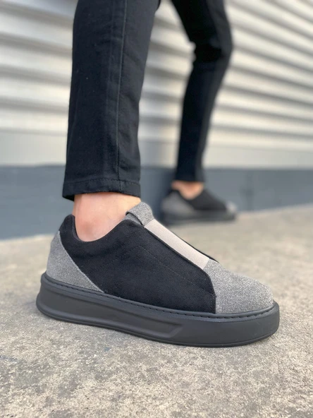 JY007 Alba Bağcıksız Süet Erkek Günlük Sneaker Ayakkabı SST Gri/Siyah - 1