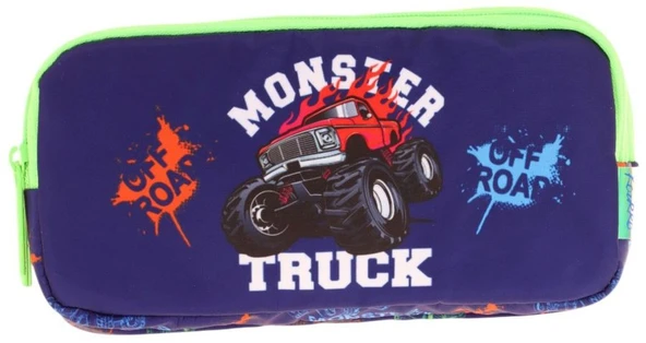 Kaukko Kids Yeşil Lacivert, Kamyon, Erkek Çocuk Üç Bölmeli Kalemlik/Kalem Çantası - L8279 - Resim 2