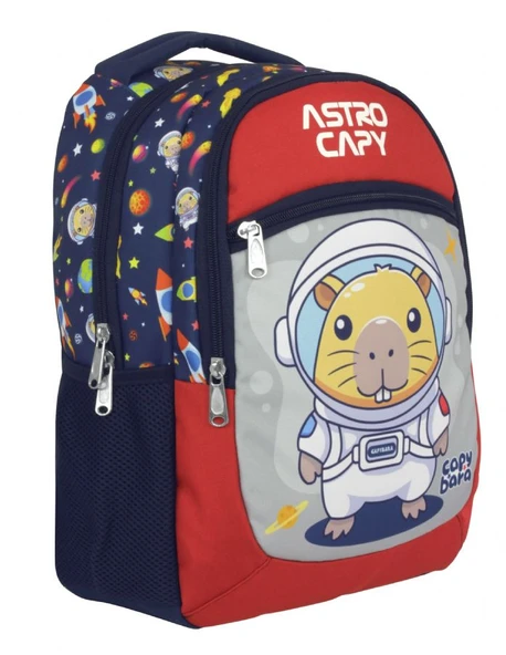 Capybara Erkek Çocuk Astronot İlkokul Okul Sırt Çantası - Lacivert - Kırmızı - 5227 ürün görseli