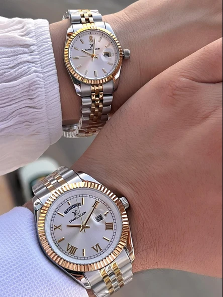 Daniel Klein Bay Ve Bayan Çelik Kordon Çiftlere Özel 3 Atm Suya Dayanıklı Cift Saati CF.PK.12994.P1 - Resim 5