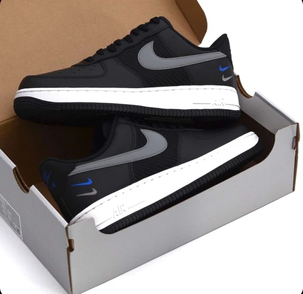 Nike Air Force 1 ’07 Double Swoosh Black Racer Blue - Resim 4