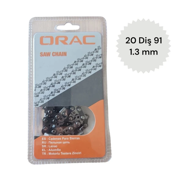 Kesik Zincir ORAC 91 – 1.3 mm, 20 Diş, Yuvarlak Ağız | Dayanıklı ve Pürüzsüz Kesim Performansı ürün görseli