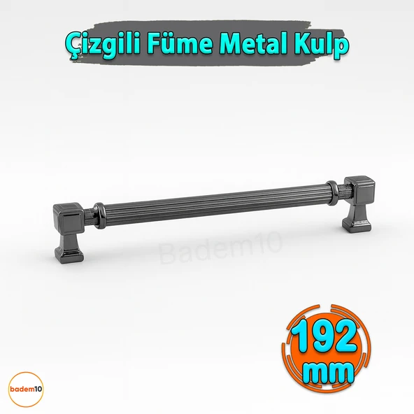Talas 192 mm Çizgili FÜME Metal Kulp Mobilya Çekmece Mutfak Dolabı Dolap Kulpları Kulb 19.2 cm - Resim 2