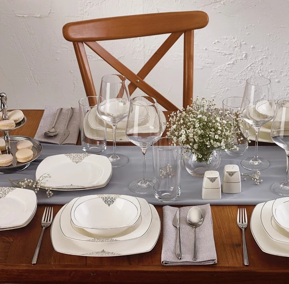 Emsan Yeni Yasemin Platin HS Bone 60 Parça Yemek Takımı ürün görseli 1