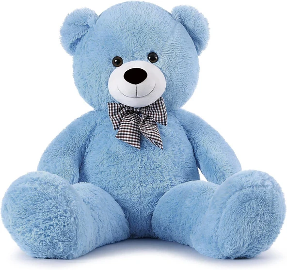 Premium 90 cm Peluş Ayı ve Yıldız Balonlu, Hologramlı Sunumda Beyaz Peluş Ayıcık Buketi - Resim 3