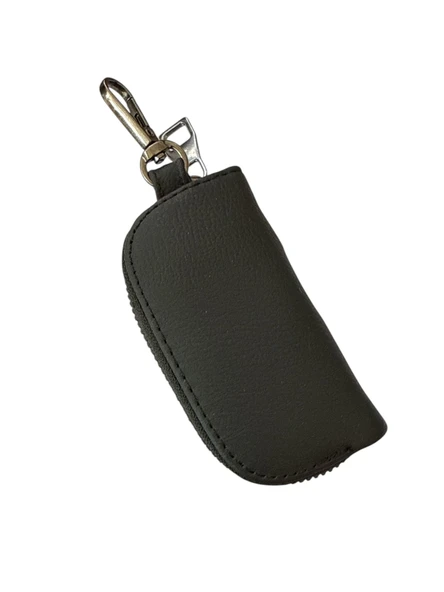 Mini Çantalı Deri Cüzdan Oto Anahtarlık Siyah - Resim 3