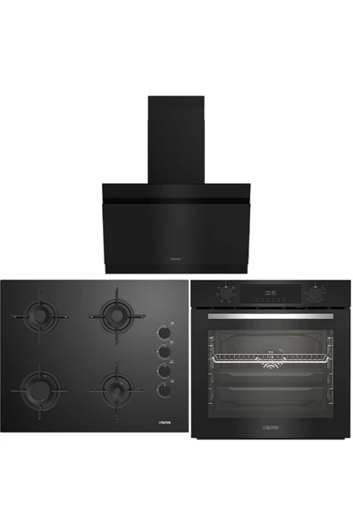 Altus ALA 322 B Fırın 159 DB Ocak 525 B Davlumbaz Siyah Ankastre Set ürün görseli 1