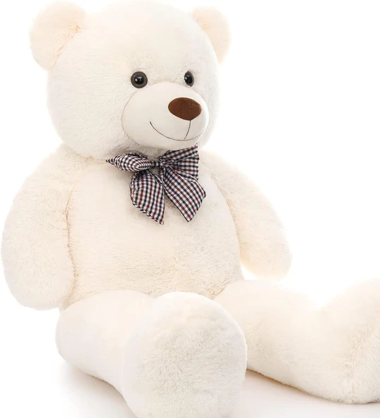 Premium 90 cm Peluş Ayı ve Yıldız Balonlu, Hologramlı Sunumda Beyaz Peluş Ayıcık Buketi - Resim 8