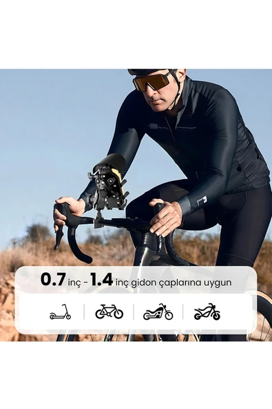 Gidon Bağlantılı Güneş ve Yağmur Korumalı 360° Derece Ayarlanabilir Motosiklet Bisiklet Telefon Tutucu - Resim 5