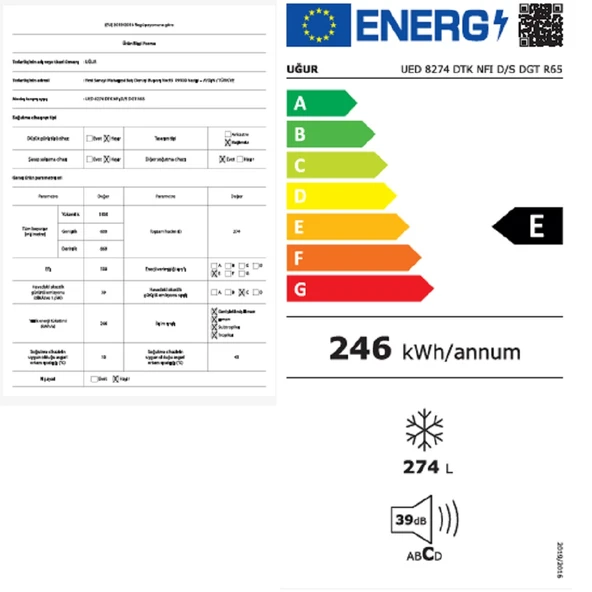 Uğur UED 8274 DTK NFI D/S Dgt R65 Dikey Derin Dondurucu - Resim 5
