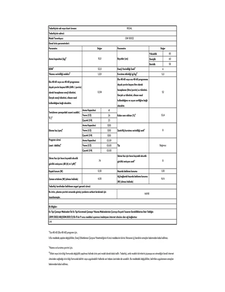 Regal CMI 100122 1200 Devir 10 KG 100122 Çamaşır Makinesi - Resim 8