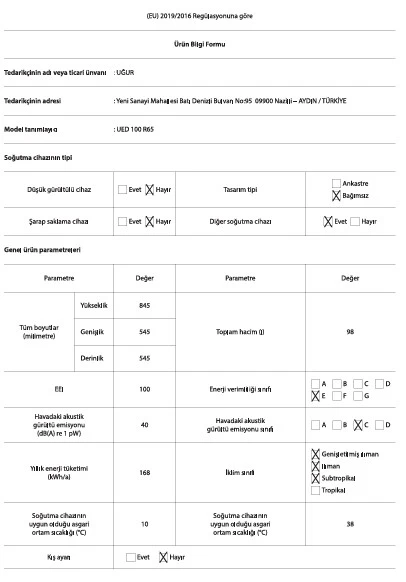 Uğur UED 100 R65 Yatay Derin  Dondurucu - Resim 5