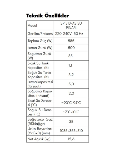 Vestel SP 313-AS Su Sebili - Resim 6