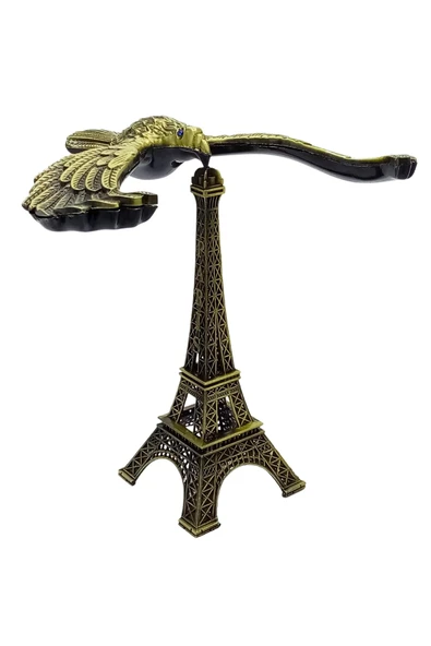 Vintage Metal Dengeli Kartal ve Eyfel Kulesi Bronz 12x10 cm - Resim 11