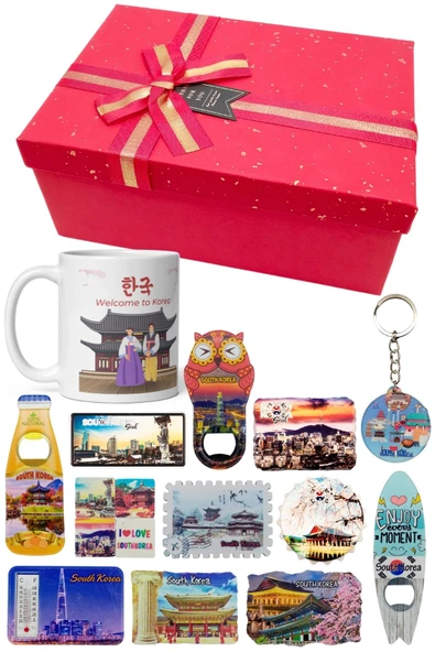 Güney Kore Hediye Kutusu 10 Parça Kupa Magnet Anahtarlık Kutu - Resim 5