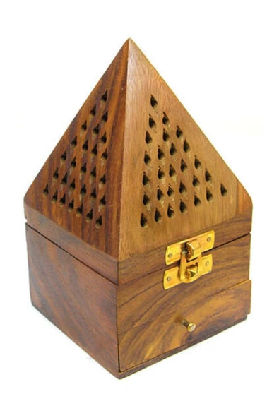 Konik Tütsü Yakma Kutusu Ahşap Piramit 16cm - Resim 9