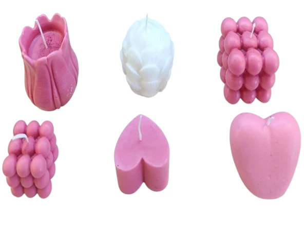 Doğal yapım kokulu 6 lı set Dekoratif  mum - Resim 4