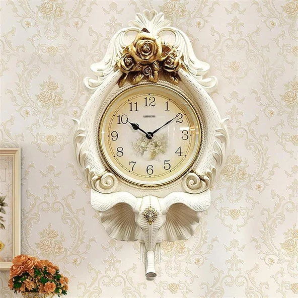 Duvar Saati Fil Temalı Büyük Polyester Saat Ack No.1 48 x 84 cm - Resim 4