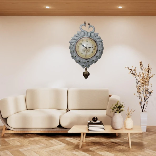 Duvar Saati Tavuskuşu Temalı Polyester Saat No.6 40 x 60 cm - Resim 2