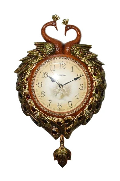 Duvar Saati Tavuskuşu Temalı Polyester Saat No.5 42 x 60 cm - Resim 4