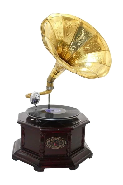 Gramofon Sekizgen Ahşap Plak Çalar No.2 37x63cm - 3