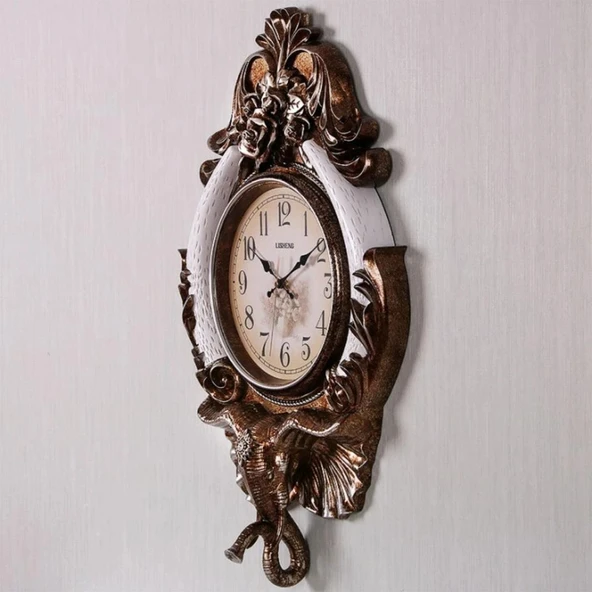 Duvar Saati Fil Temalı Büyük Polyester Saat Kyu No.2 48 x 84 cm - Resim 5