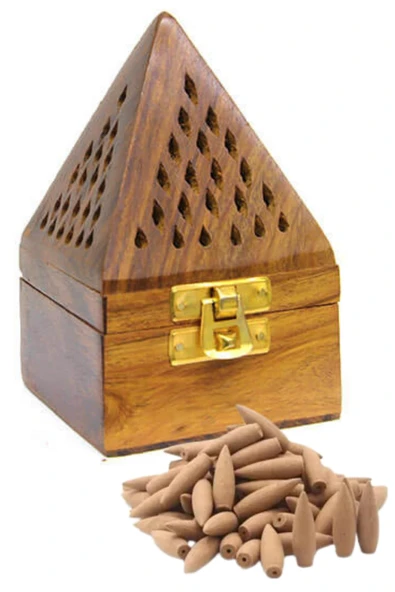 Konik Tütsü Yakma Kutusu Ahşap Piramit 13cm - Resim 7