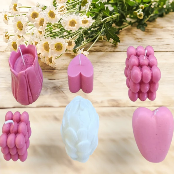 Doğal yapım kokulu 6 lı set Dekoratif  mum ürün görseli