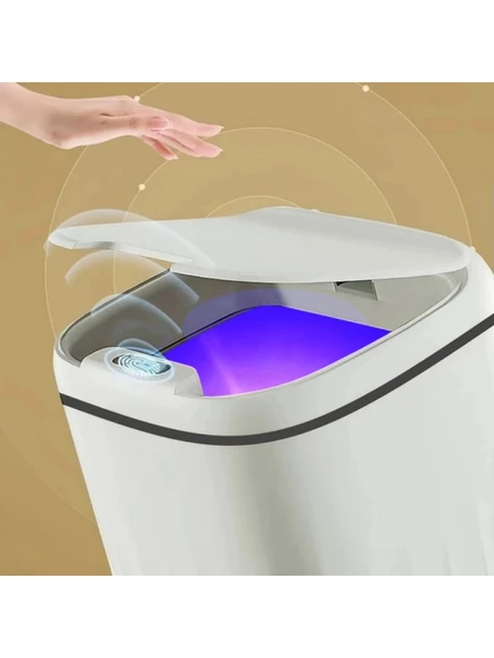 Akıllı Teknolojik Antibakteriyel Sensörlü Çöp Kovası 20 Litre + Duvara Asılabilir Beyaz Silikon Klozet Fırçası - Resim 4