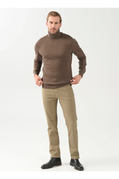 ALTINYILDIZ CLASSICS Normal Bel Boru Paça Comfort Fit Vizon Erkek Pantolon 4a0123100061 - Resim 2