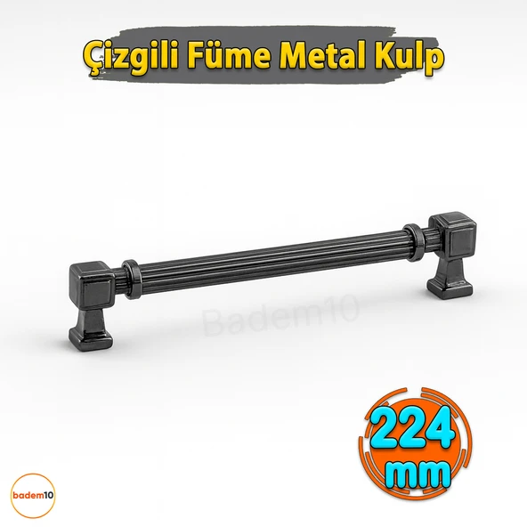 Talas 224 mm Çizgili Füme Metal Kulp Mobilya Çekmece Mutfak Dolabı Dolap Kulpları Kulb 22.4 cm - Resim 2