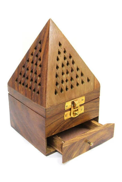 Konik Tütsü Yakma Kutusu Ahşap Piramit 16cm - Resim 6