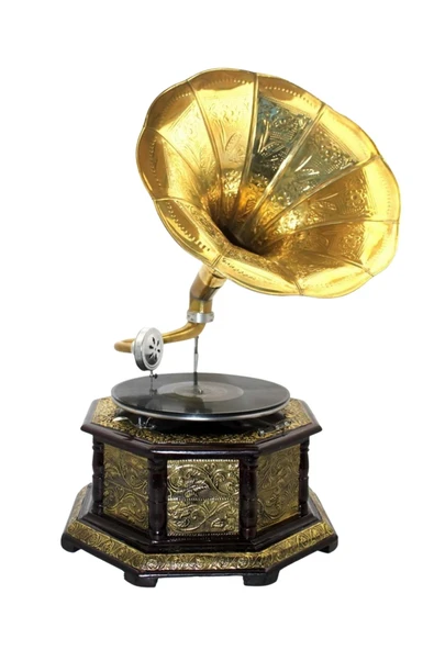 Gramofon Sekizgen Ahşap Plak Çalar No.4 37x63cm - 3